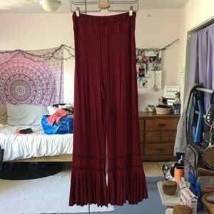 Maroon flowy pants